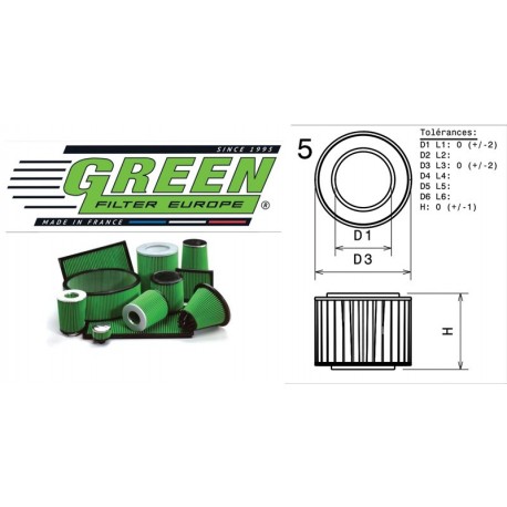 Filtre à air Green R434000 PEUGEOT 306 1.9L TD (steel air box with or without ABS) -98