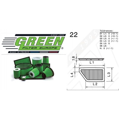 Filtre à air Green P960137 SEAT LEON II CUPRA R (1P1) 2.0L TFSI 07/09- -  KC-Motors